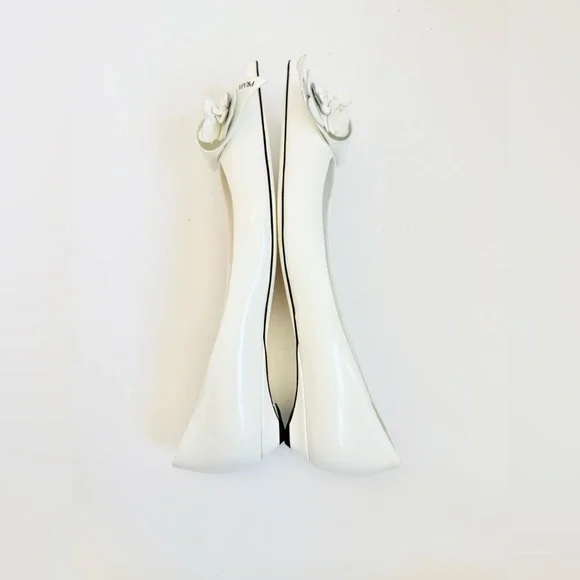 Prada White Leather Loop Bouquet Pointed Toe Ballet Flats EU 39 US 9 - Picture 5 of 10